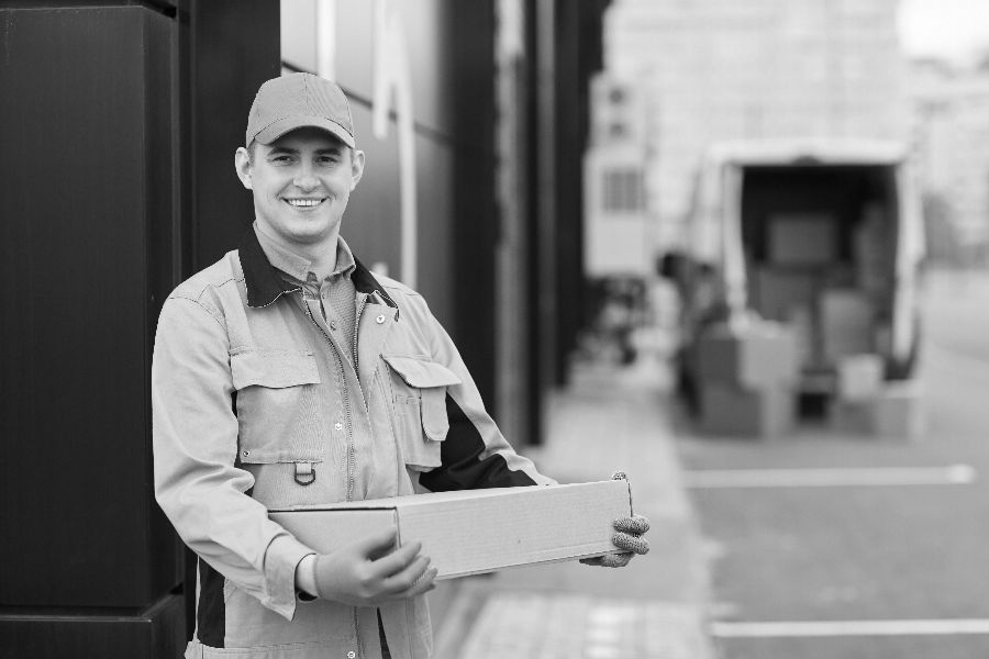 Courier Holding a parcel Outdoors